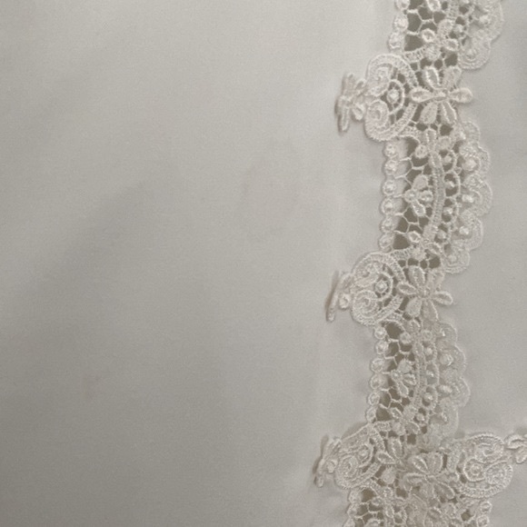 1970s vintage wedding gown long sleeve lace XS white cream ivory silk - Picture 10 of 14